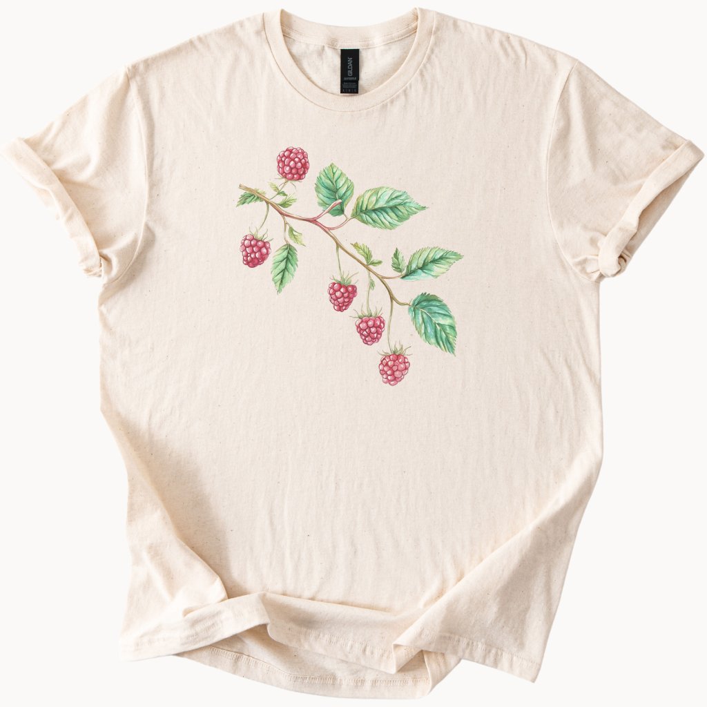 Raspberry Tee Fruit Graphic Shirt Botanical Top